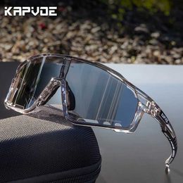 Outdoor Eyewear Kapvoe Red Photochromic Mens Cycling Sunglasses Women Sports Glasses Road Running Goggles MTB Bike Bicycle EyewearQ240514