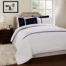 Bedding Sets 300Thread Count Quilt Cover Set White With Blue Ribbon