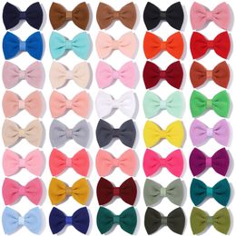 Baby Infant Bow Hairpins Grosgrain Ribbon Bows Hairgrips Girls Solid Whole Wrapped Safety Hair Clips Kids Hair Accessories 40 Colors YL2655