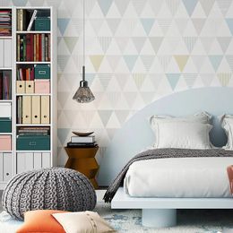 Wallpapers Modern Geometric Diamond Wallpaper Nordic Ins Wind Bedroom For Kids Study Living Room Tv Background Non-woven Wall Paper Roll