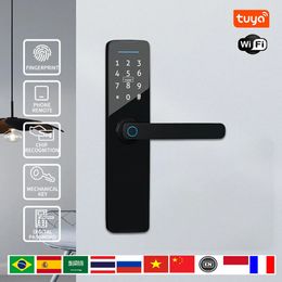 PHIPULO Tuya WIFI Electronic Lock Smart Door Lock Keyless Unlock with Password Biometric Fingerprint Lock Tuya APP Remote Unlock 240507