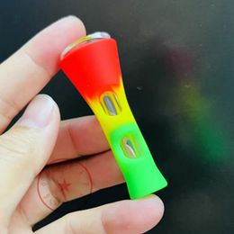 Mini Colourful Silicone Glass Pipes Herb Tobacco Horn Cone Philtre Bowl Portable Innovative Removable Handpipes Catcher Taster Bat One Hitter Cigarette Holder DHL