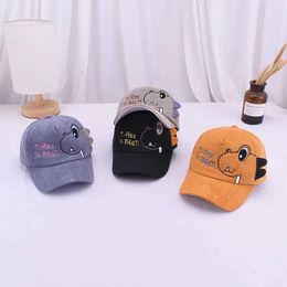 Caps Hats Cartoon Dinosaur Children Baseball Hat Cotton Girls Boys Outdoor Sun Visors Adjustable Kids Peaked Cap 3-8Y Baby Duck Tongue Cap Y240514