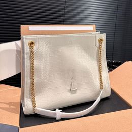 Designer Women Niki Crocodile Embossed Shopping Bag France Luxury Brand S L Nappa Leather Tote Handbag Lady Large Capacity Sliding Chain Strap Shoulder Bags