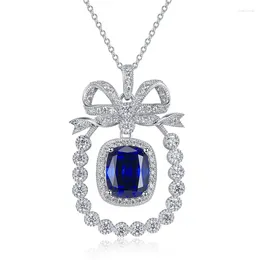 Pendants S925 Silver Necklace Sapphire 10 12 Seasonal Versatile Neckchain Jewelry