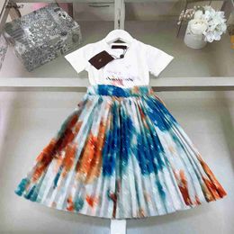 Top baby clothes Camouflage design Princess dress kids tracksuits Size 80-160 CM girls T-shirt and Logo printed long skirt 24Mar