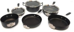 Cookware Sets Select 9pc Space Saving Hard-Anodized Nonstick Set Dishwasher Safe For Easy Cleanup. Double Layer Non-stick Interior