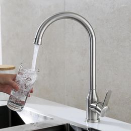 Kitchen Faucets 1PC Faucet 304 Stainless Steel Brushed/Black/Silver Ball Rotary And Cold Water Mixing Valve Tap