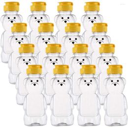 Water Bottles 16 Pack 8 Fluid Oz Plastic Bear Honey Bottle Jars Squeeze Empty