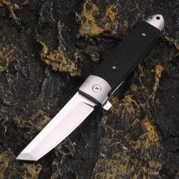 Special Offer A2570 High Quality CL Flipper Folding Blade Knife 440C Satin Tanto Blade Rubber with Steel Handle Outdoor Camping Hiking Survival EDC Pocket Knives