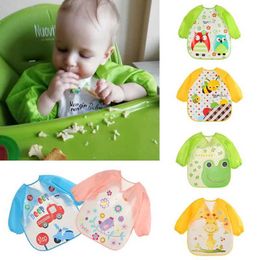 Bibs Burp Cloths Cute baby bib waterproof long sleeved apron for childrens feeding Smoky bib Burp clothing Soft food Baberos Baby clothing for young childrenL2405