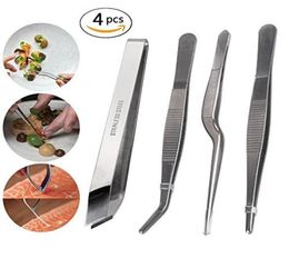 GDGY 4Piece Tweezers Tongs Tweezers Fish Bone Tweezers Set 55 inches Stainless Steel Precision Tongs tweezer with Cooking Off9950766