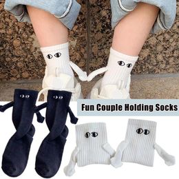 Men's Socks Cartoon Holding Hands 3D Doll Creative Magnetic Attraction Personalised Breathable Skin-Friendly All-Match Casual Couple