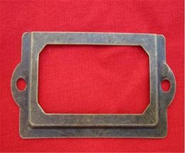 Home Antique Brass Metal Label Frame Cabinet Drawer Box Case File Name Card Holder Cabinet Drawer Box Case XB12498888