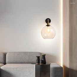 Wall Lamp Globe Glass LED Vanity Light Modern Retro Sconce Bedroom Bathroom Corridor Lighting Fixture