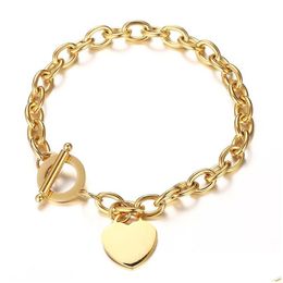 Charm Bracelets Letters Hearts Tag Charms Mens Bracelet Homme For Teen Girls Gold Plated Rose Carve Letter Pattern Luxury Psera Womens Dh5Xy
