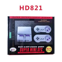 HD Super Mini SNES 8-bit Game Console NWS Classic Edition Built-in 821 Models Two Person Handle And Main Engine Wireless Controller