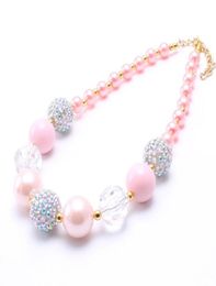 Fashion Baby Kid Chunky Necklace Peach Pink Colour Cute Kid Bubblegum Chunky Bead Necklace Girl Children Jewelry9502038