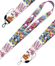 girls childhood sweet cats Keychain ID Credit Card Cover Pass Mobile Phone Charm Neck Straps Badge Holder Keyring Accessories 1021