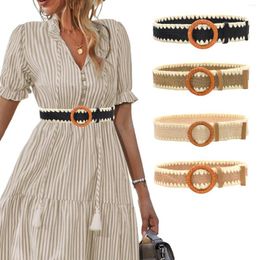 Belts Adjustable Men Belt Women Straw Woven Elastic Stretch Wide Waist For Dresses With Buckle Rope