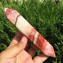 Decorative Figurines Nice Natural Red Lines Stones Wand Point Healing Tower Rhodochrosite Gems Ornaments Fengshui For Home Decoration Gift