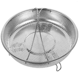 Double Boilers Stainless Steel Steamer Kitchen Helper Pot Basket Drain Fruit Aide Steaming Round Accessory
