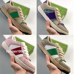 Fashion Designer Skateboard Shoes Screener Men Womens Trainer Sneaker Low Classic Skate Casual Crystal Green Stripe Striped Dirty Leather Size 36 - 45
