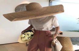 Fashion Woman Large Straw Hats Sun Hat Beach Anti Sun Protection Foldable Straw Cap Cover Oversized collapsible sunshade beach str9415033