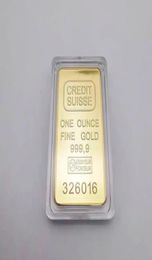 Non Magnetic CREDIT SUISSE Ingot 1oz Gold Plated Bullion Bar Swiss Souvenir Coin Gift 50 X 28 Mm With Different Serial Laser Numbe4495216