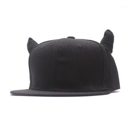 Ball Caps Men Women Hiphop Hat Black Cotton Punk Horn Baseball Cap Snapback With Horns Whole2375298