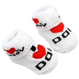 Kids Socks Cute baby cotton socks white I love mom/dad 0-6 months old newborn boy/girl warm legs socksL2405