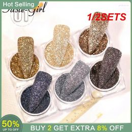 Nail Glitter 1/2SETS Holographic Art Broken Powder Set Chrome Pigment Rose Gold Design Decoration