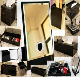 Classic Acrylic Makeup Box Cosmetic Holder Desktop Mirror Makeup Tools Lipstick Jewellery Storage Tray Tissue Box For Wedding Box8131586
