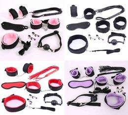 10 Pcsset Sexy Lingerie PU Leather bdsm Bondage Set Hand Cuffs Footcuff Whip Rope Blindfold Erotic Toys For Couples 2104177640933