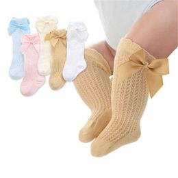 Kids Socks Babies toddlers girls boys knees high socks tight legs warm ribbons bows pure cotton elasticity cute 0-3YL2405