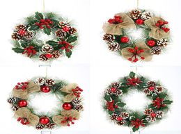 Designer Christmas Garland Door Hanging Decoration Rine Needle Pine Cone Red Ball Flower Wreath Ornaments Party Supplies Whole6690858