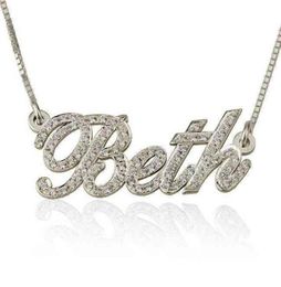 925 Sterling Sier Personalised Jewellery Name Plate Pendant Gold Diamond Initial Choker Necklace22852661811988