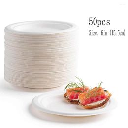 Disposable Dinnerware Biodegradable Plates Paper Heavy-Duty Tableware Compostable Natural Sugarcane Bag-Like Fibres