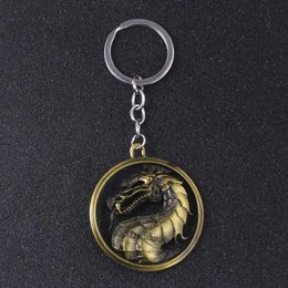 Keychains Lanyards Game Mortal Kombat Keychain Metal Alloy Animal Dragon Key Ring Holder Chaveiro Gift for Men Car Key Accessories Y240510