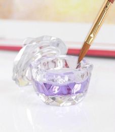 Nail Art Acrylic Crystal Glass Dappen Dish Bowl Cup with Cap Liquid Glitter Powder Caviar round KD18852558