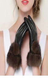 Women039s Mink Fur Gloves Real Sheepskin Leather Gloves Touch Screen Winter Warm Female Luxury Mittens S2433 2112249979829