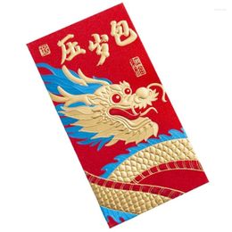 Gift Wrap 2024 Chinese Red Packets 6pcs Dragon Pattern Luck Money Bag Envelopes