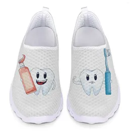Casual Shoes Cute Toothbrush Pattern 2024 Mesh Ladies Loafers Women Flats Slip On Sneakers /Dental/Dentist Summer Female