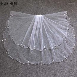 Bridal Veils E JUE SHUNG Short Beaded Edge One Layer Wedding White Ivory Accessories Velo Voile Mariage