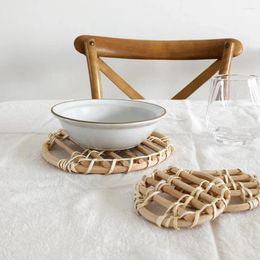 Table Mats Dining Simple Japanese Style Woven Rattan Insulation Pad Place Mat Pot Holder Cup