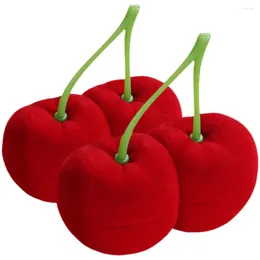 Jewellery Pouches 2 Pcs Boxes Cherry Necklace Case Earrings Storage Cherry-Shaped Container Red Bride