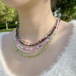 Chains Bohemia Simple Seed Beads Choker Necklace Women String Collar Charm Colourful Handmade Jewellery Gift Fashion