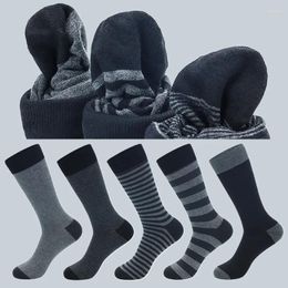 Men's Socks 5 Pairs Fashion Stripe Pure Men High Quality Black Grey Business Dress Comfortable Soft Cotton