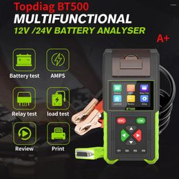 Topdiag BT500 Car Battery Tester 20-2000CCA 12V 24V Leakage Detect Load Relay Test Auto Analyzer Tool