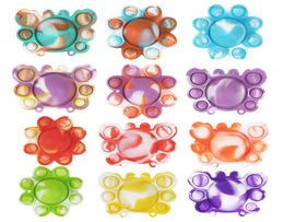 Party Supplies Push Bubble Toys Press Sensory Overturned Doll Tie-dyed Silicone Crab Pioneer per Bubbles Board Game Stress Relief Toy9505273